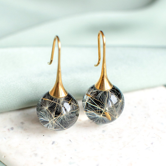 kolczyki z żywicy Kolczyki z rzęsek dmuchawca