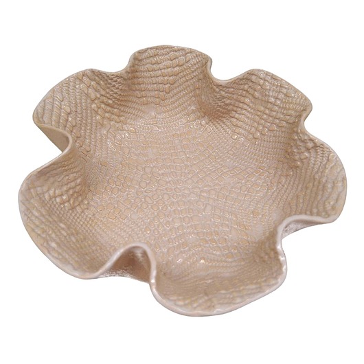 miski i misy Ręcznie Robiona Miseczka Ceramiczna Beżowa Dekoracyjna 20 cm
