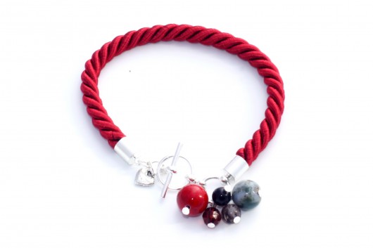 czerwony: agat indiański, marmur, kwarc, jadeit DOTS handmade