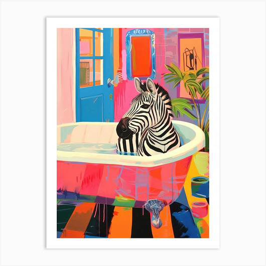 plakaty Plakat Zebra w Kolorowym Wnętrzu