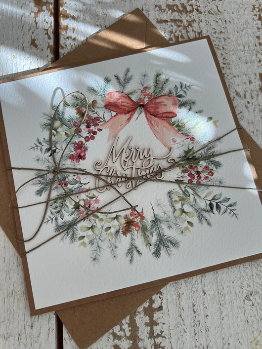 kartki świąteczne Stylowa ręcznie robiona kartka świąteczna Merry Christmas