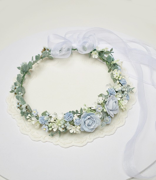 wianki komunijne Wianek komunijny dla dziewczynki biel, zieleń, błękit
