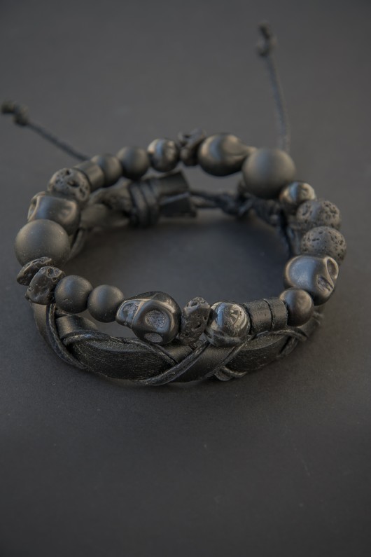 MĘSKA bransoletka CZARNE KAMIENIE   NOMAD ACCESSORIES