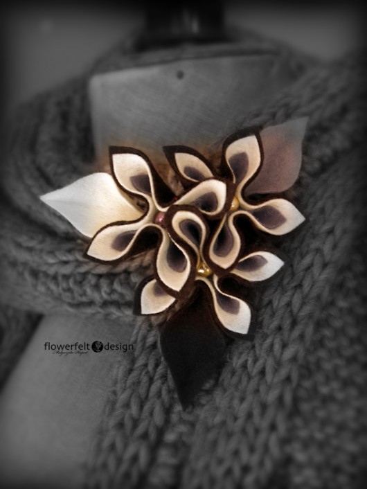 Brown::Ecru::Grey FlowerFelt Design