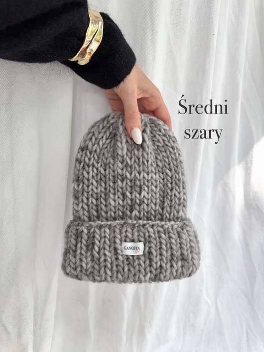 czapki damskie Czapka Lily 100% wełna *średni szary*