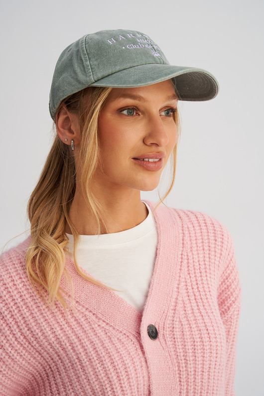 czapki damskie Sprana czapka z daszkiem VINTAGE jasnozielona