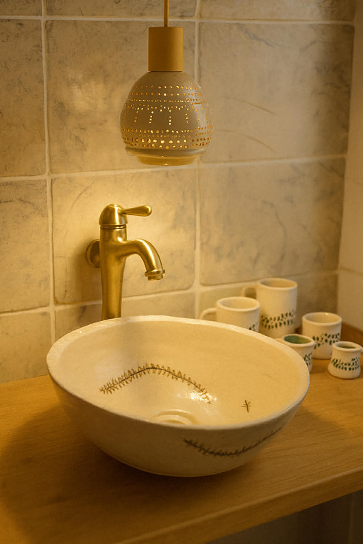 umywalki Luksusowa Umywalka Paproć  Ręcznie Robiona i Malowana