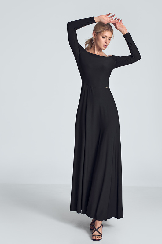 sukienki maxi damskie Elegancka długa sukienka hiszpanka z długim rękawem - M707