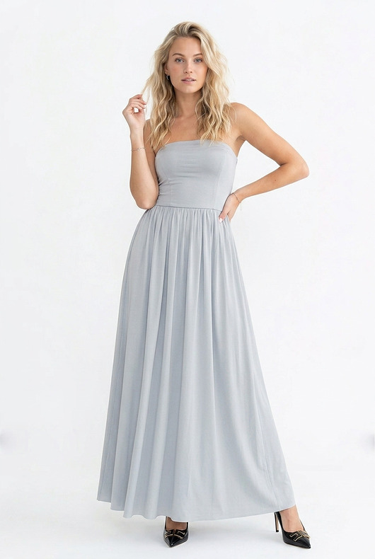 sukienki maxi damskie Elegancka sukienka koktajlowa maxi bez ramiączek - M1344