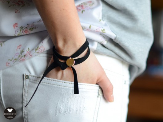  black +gold bransoletka zamszowa barboleta