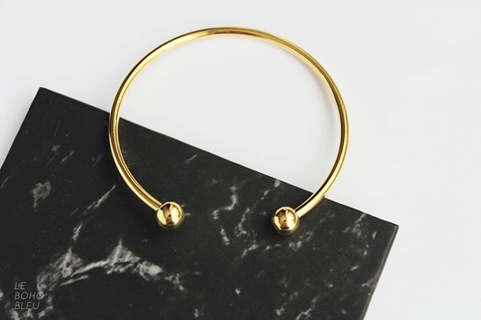 Ball Ended Cuff Bracelet in Gold Le Boho Bleu