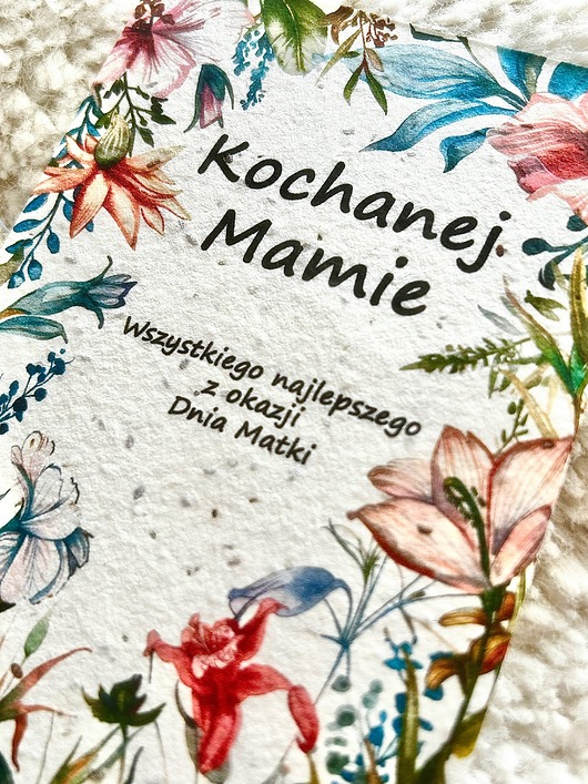 kartki okolicznościowe - wydruki Kartka z nasionami kwiatów na Dzień Matki - papier czerpany
