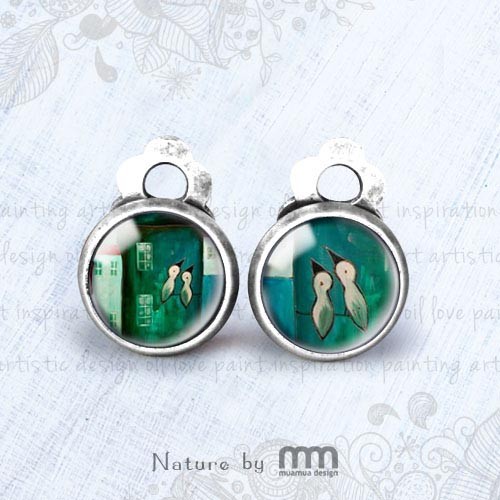 Green Birds klipsy muamua design