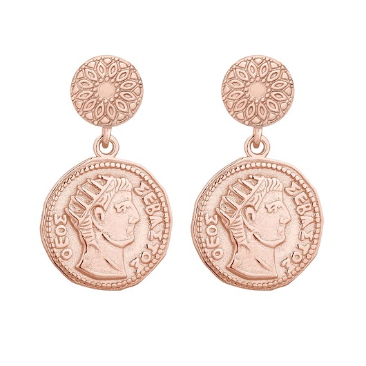 kolczyki pozłacane Kolczyki z różowego złota z monetami