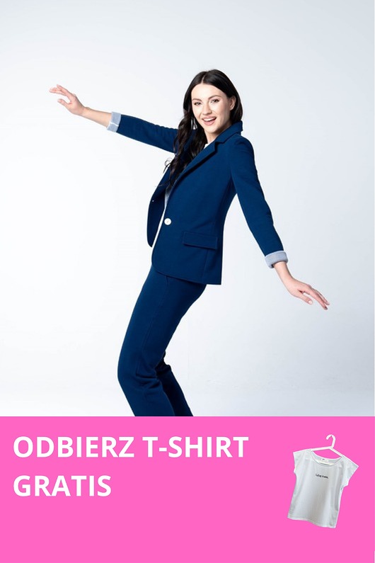 komplety damskie Komplet garnitur damski Deep Blue granatowy z dresówki GRATIS T-SHIRT