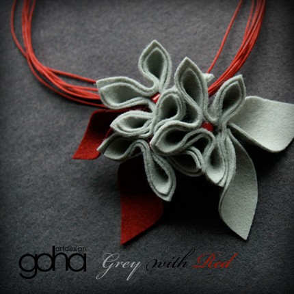 Grey with Red FlowerFelt Design