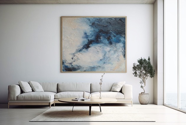 obrazy Abstrakcja BLUE, ręcznie malowana, obraz strukturalny