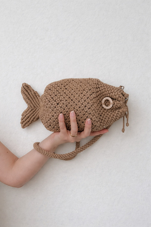plecaki Makramowa torba ryba handmade