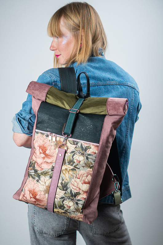 plecaki Plecak damski miejski handmade różowy KWIATOWA SIELANKA
