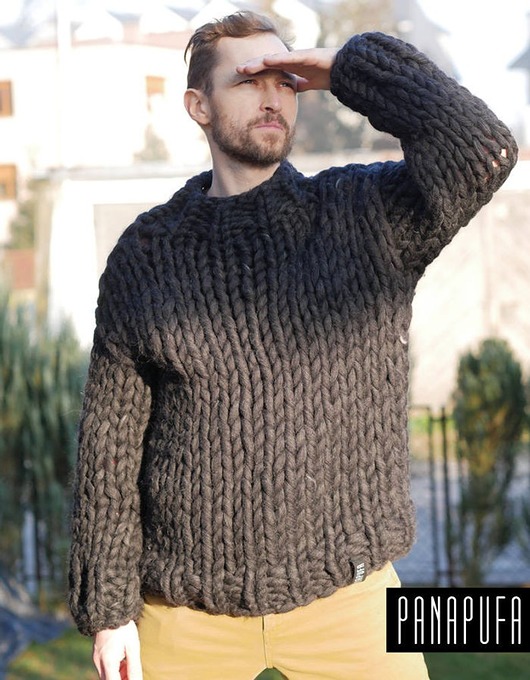 swetry męskie Sweter na grubych drutach 100% wełna