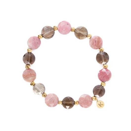 bransoletki z kamieni naturalnych Bransoletka z pudrowo brązowych kamieni - Wersja Pozłacana