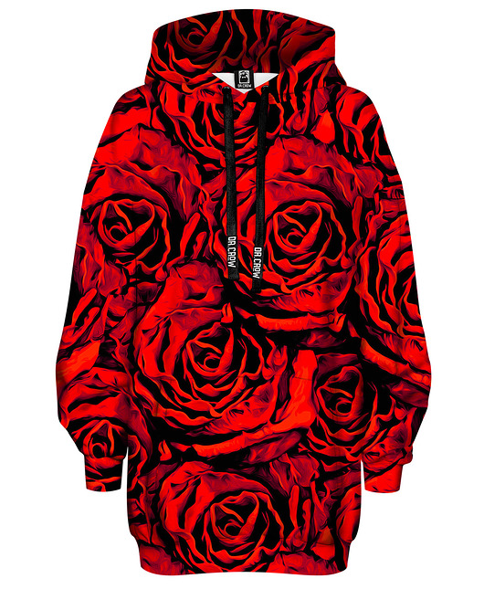 bluza z kapturem damska Bluza Oversize Tunika DR.CROW Red Roses