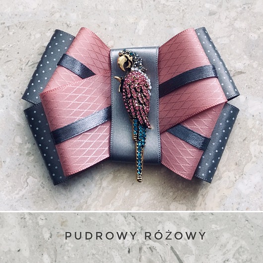 Brosza z kolorową papugą Pudrowy Różowy