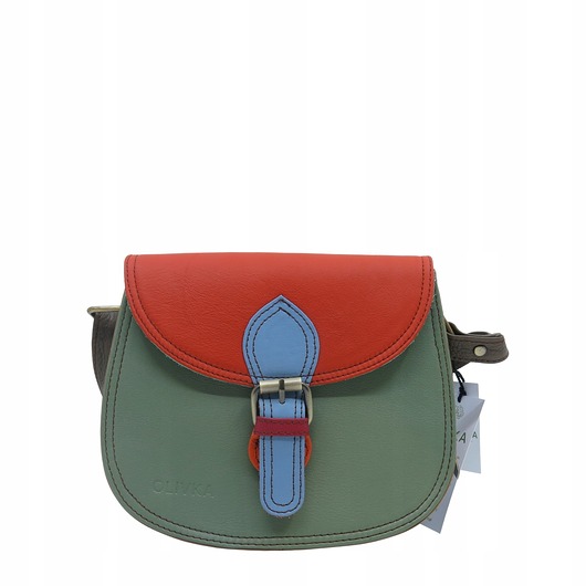 torby na ramię Damska listonoszka skórzana ze skrawków elegancka poręczna eko OLIVKA