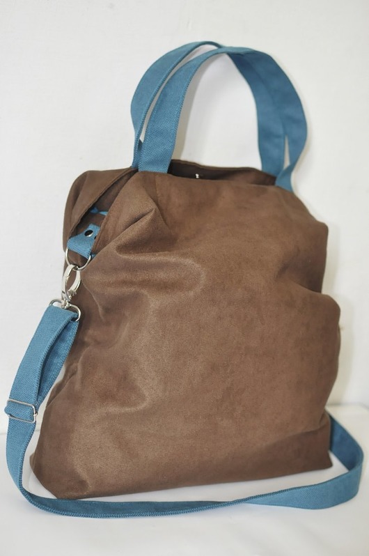 Torba hobo XXL - brąz, turkus PRACOWNIA 166