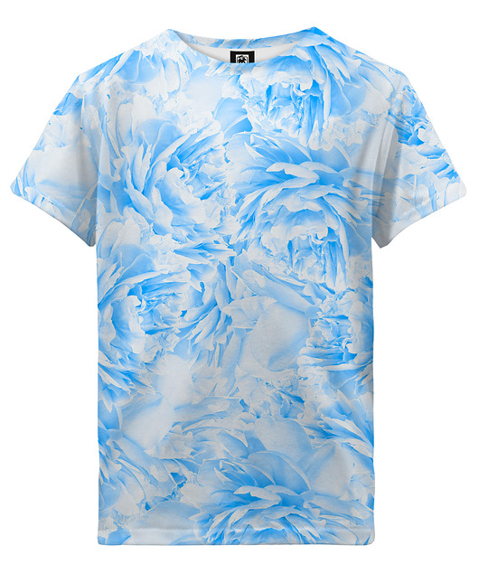 t-shirty dla dziewczynki T-shirt Girl DR.CROW Peonies Blue