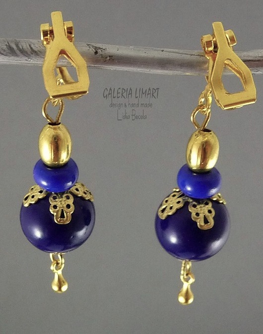 klipsy Kobaltowa kulka. Klipsiki urocze. Dla tych co nie lubią...