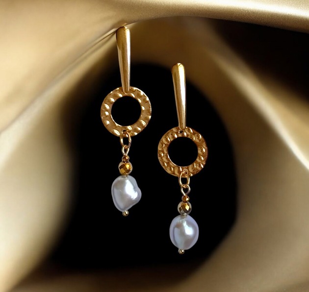 kolczyki pozłacane LUX. Srebrne perły - unikatowe kolczyki