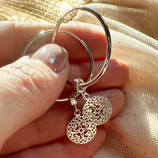 kolczyki srebrne Kolczyki rozety , kolczyki srebrne  koła