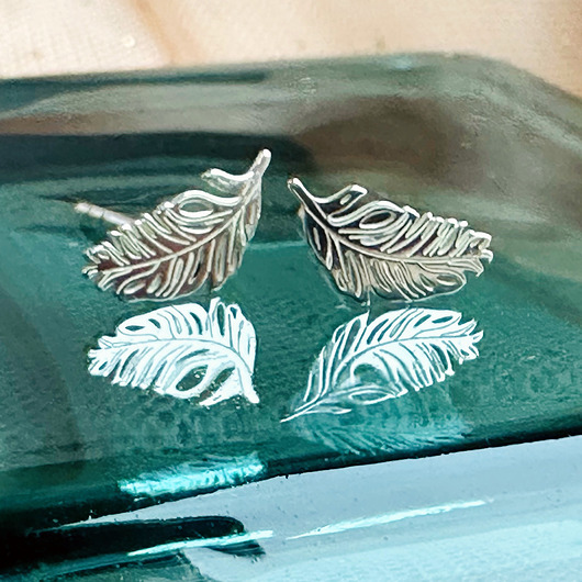 kolczyki srebrne Złote kolczyki z piórkami , srebro 925