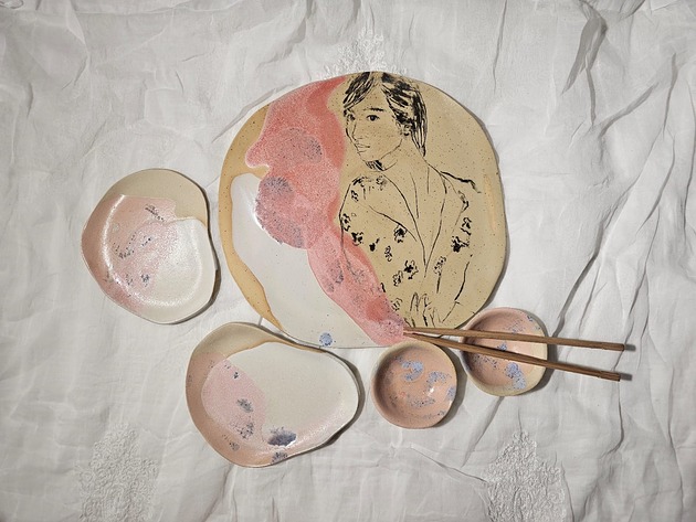 patery i talerze Ceramiczny zestaw do sushi dla 2 osób handmade