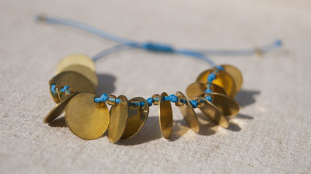 bransoletki na sznurku Bransoletka Discs Vivid Blue&Transparent Sand