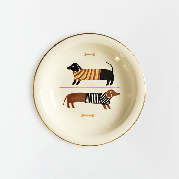 Ozdoby na ścianę Talerz na ścianę - jamniki w swetrach