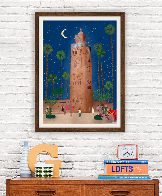 Maroko Marrakesz  - plakat 50x70 cm minimalmill