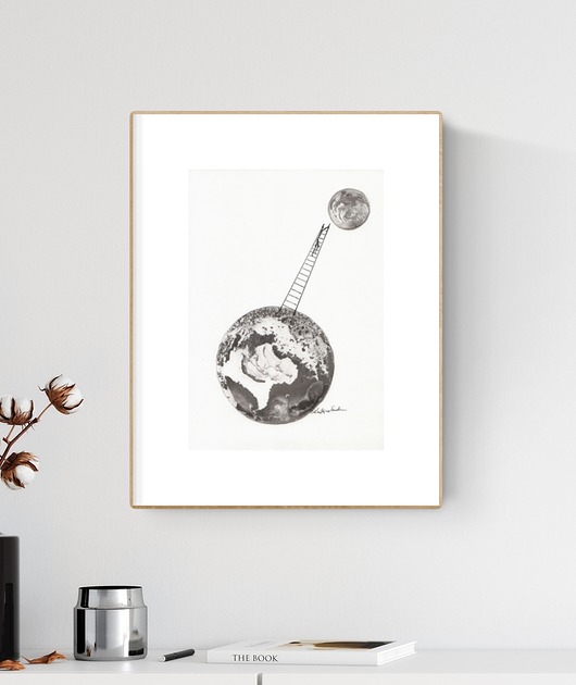 grafika 21 x 30 cm  wykonana ręcznie, abstrakcja Krystyna Siwek Art