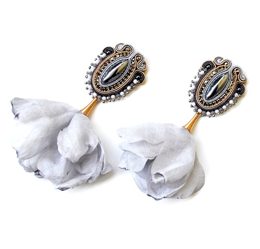kolczyki soutache Sutaszowe kolczyki GREY _ EXPRESS