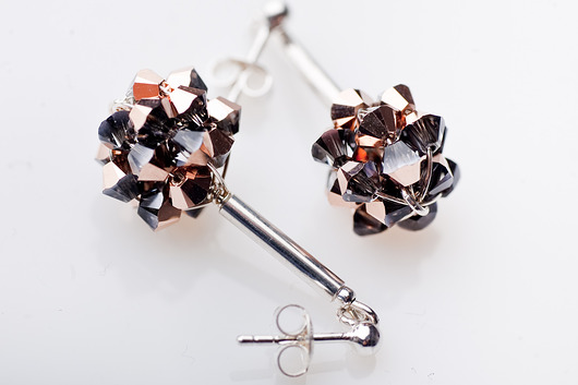 Kolczyki Swarovski maczugi dark grey /copper motivart