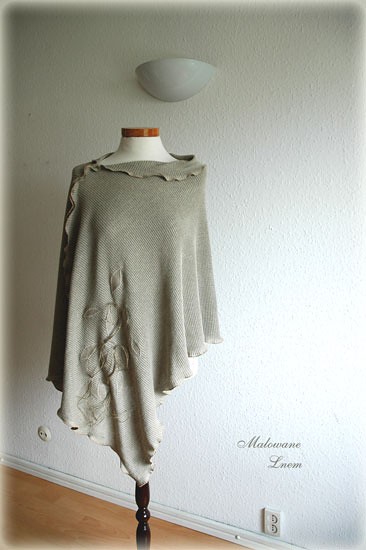 Poncho malowane lnem