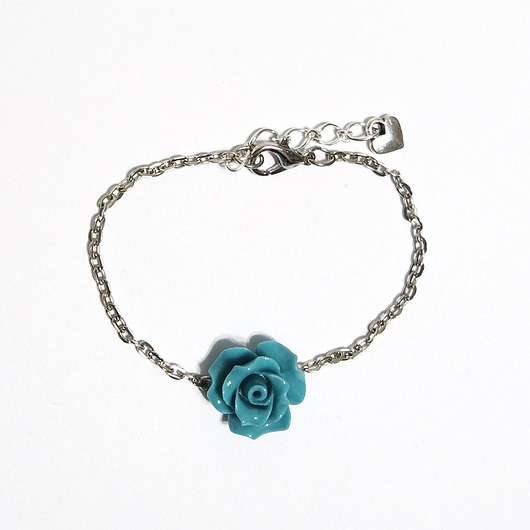 bransoletki - inne Bransoletka - Turkusowo niebieska róża - koral