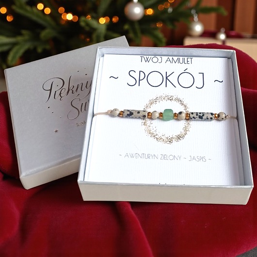 bransoletki z kamieni naturalnych Amulet - SPOKÓJ - świąteczne pudełko - jaspis, awenturyn