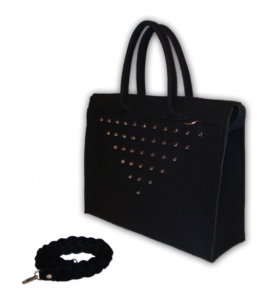 LadyFelt elegancka torba do ręki, ćwieki, czerń Totostyle