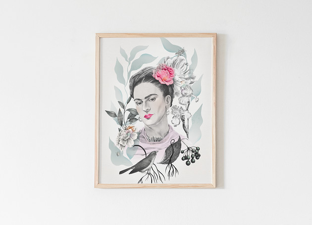 grafiki i ilustracje Autorska grafika "Frida Jungle" rośliny, kwiaty