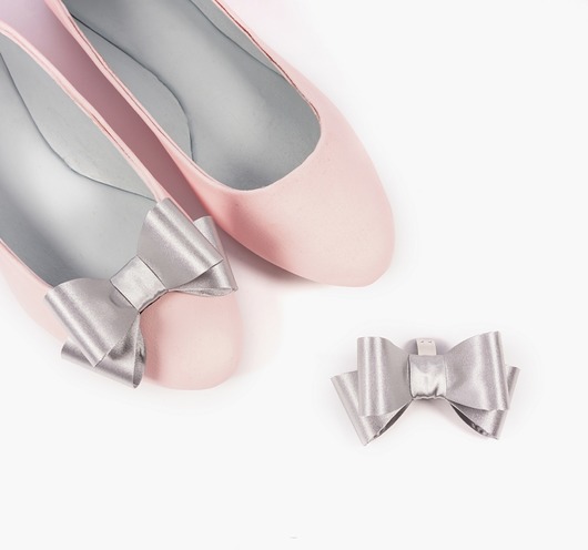 Klipsy do butów Kokardki 3D Style - Silver Coquet