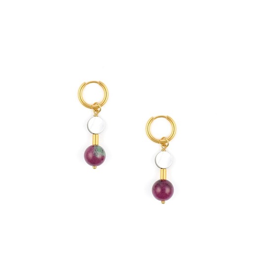 kolczyki - inne Kolczyki bordo z ciemną Masą Perłowąb - Pozłacana stal szlachetna