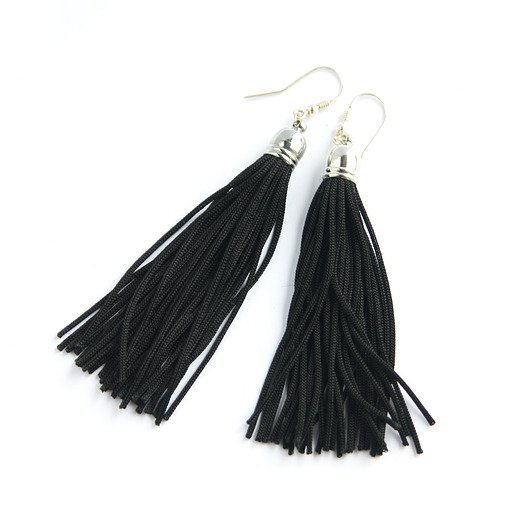 kolczyki chwosty Czarne kolczyki chwosty frędzle
