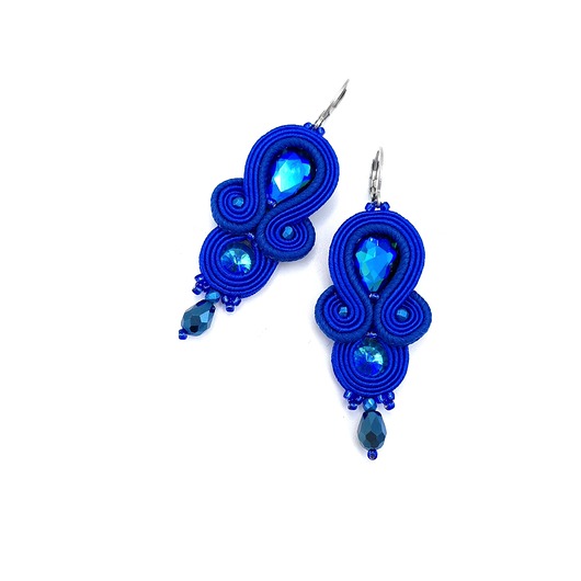 kolczyki soutache Anya kolczyki sutasz romantyczne małe lekkie chabrowe